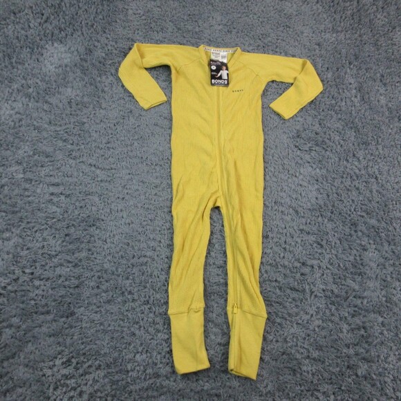 Bonds Other - Bonds Coverall One Piece Kids 4 Yellow Eco Thermal Waffle Knit Zip Pajamas NWT